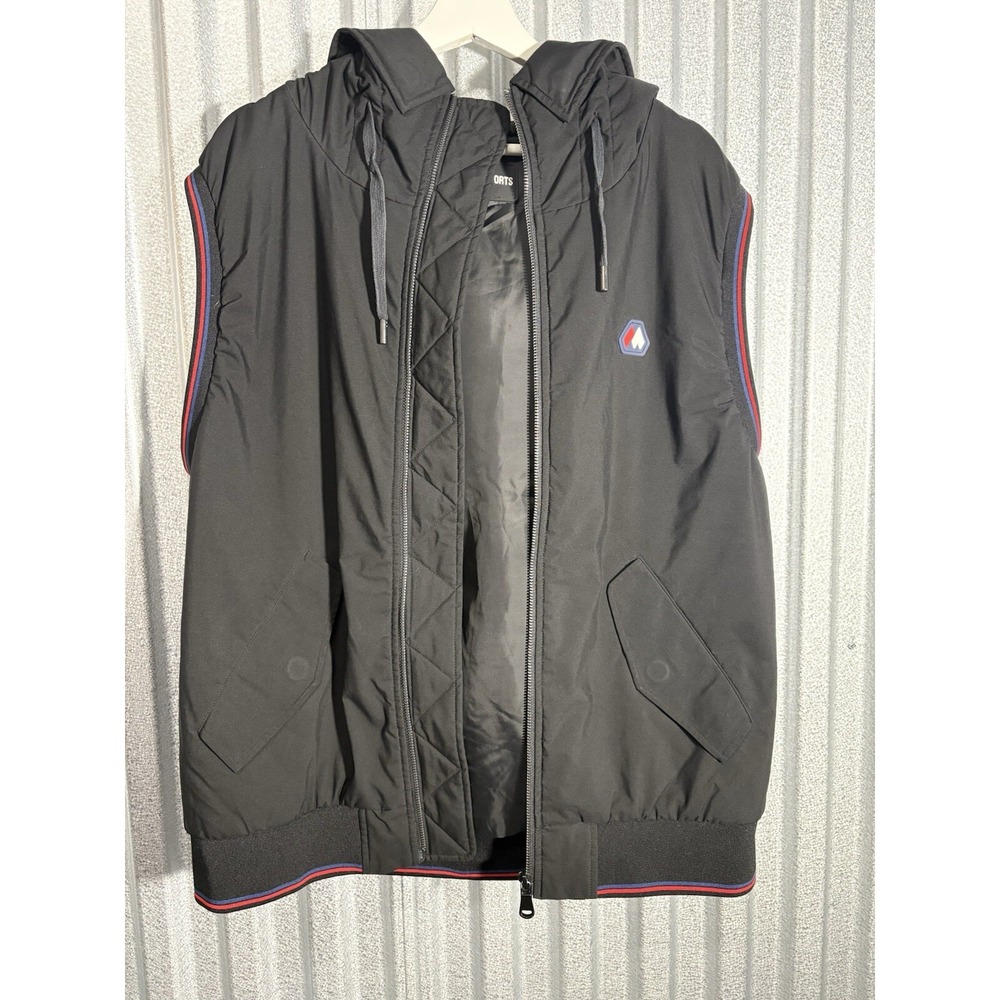 Marwin Sports Men Vest Large L Black Full Zip Hooded Sleeveless Gilet Pockets - Picture 5 of 11